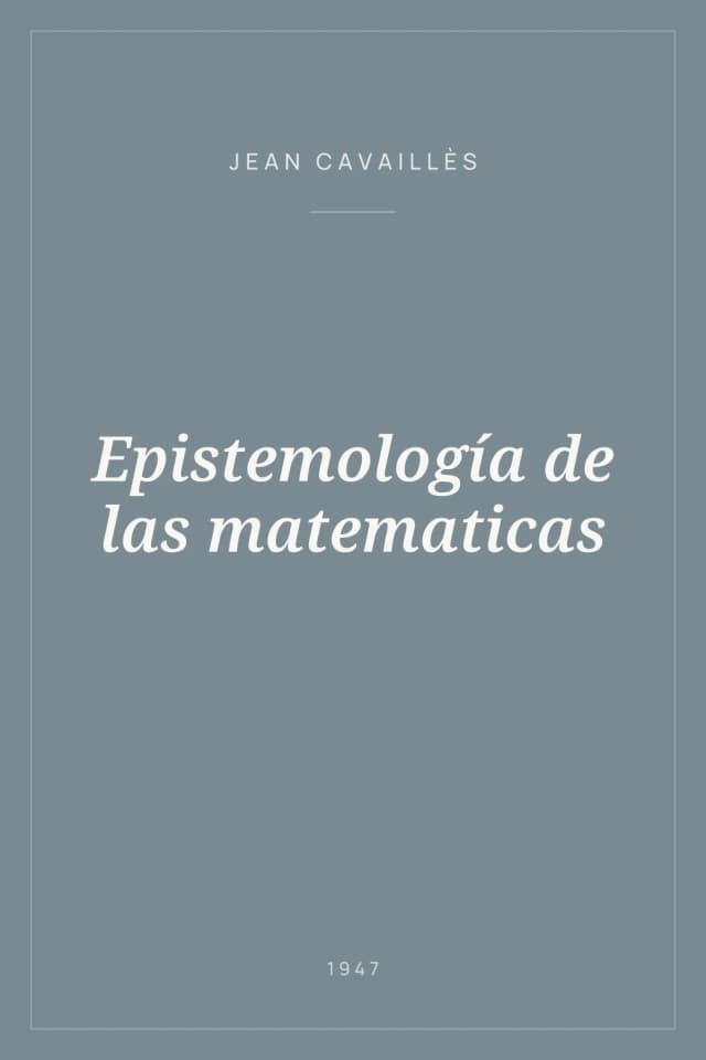 Portada de Epistemología de las matematicas