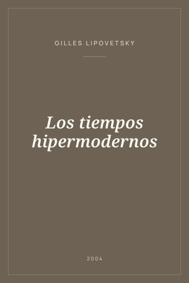 Portada de Los tiempos hipermodernos