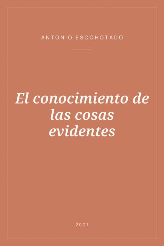 Portada de El conocimiento de las cosas evidentes