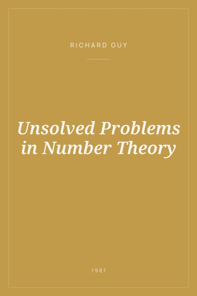 Portada de Unsolved Problems in Number Theory