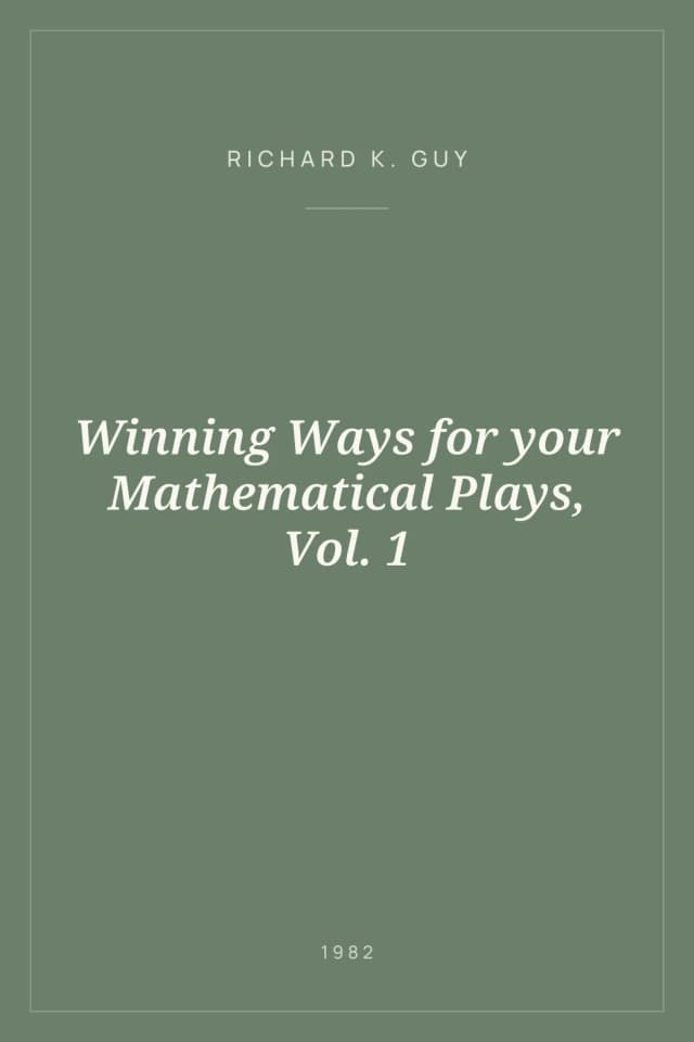 Portada de Winning Ways for your Mathematical Plays, Vol. 1