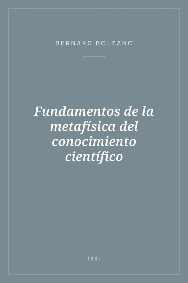 Portada de Fundamentos de la metafísica del conocimiento científico
