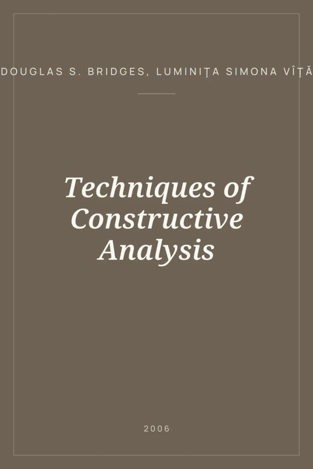 Portada de Techniques of Constructive Analysis