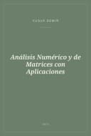 Portada de Análisis Numérico y de Matrices con Aplicaciones