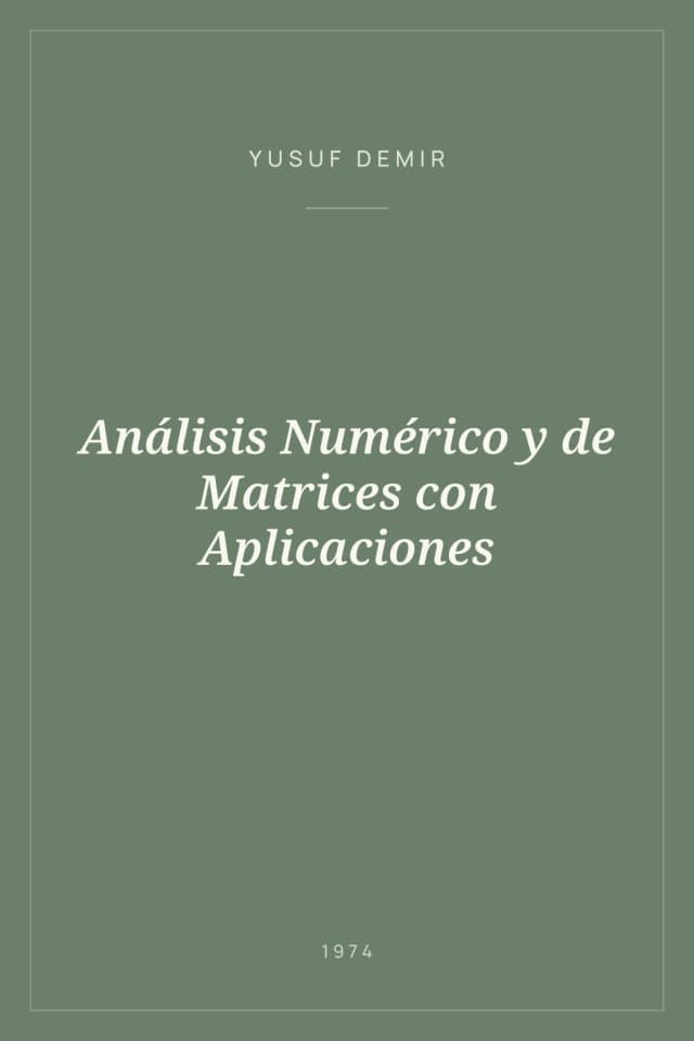 Portada de Análisis Numérico y de Matrices con Aplicaciones