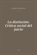 Portada de La distinción: Crítica social del juicio