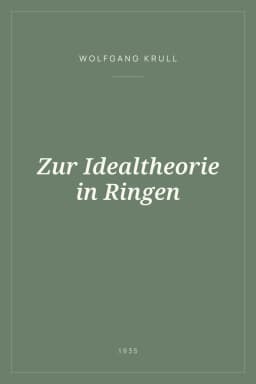 Portada de Zur Idealtheorie in Ringen