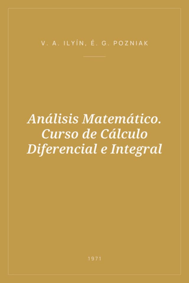 Portada de Análisis Matemático. Curso de Cálculo Diferencial e Integral