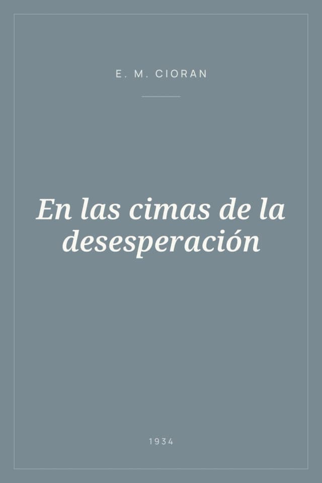 Portada de En las cimas de la desesperación