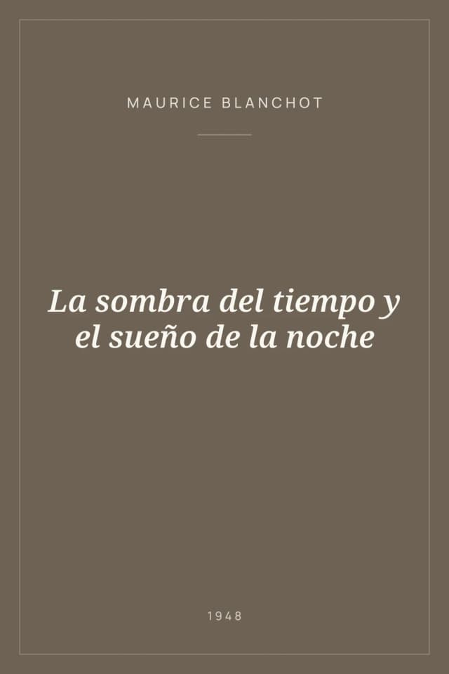 Portada de La sombra del tiempo y el sueño de la noche
