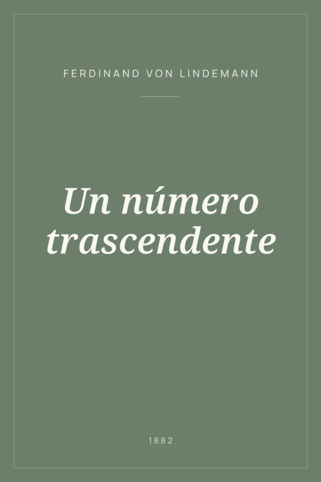 Portada de Un número trascendente