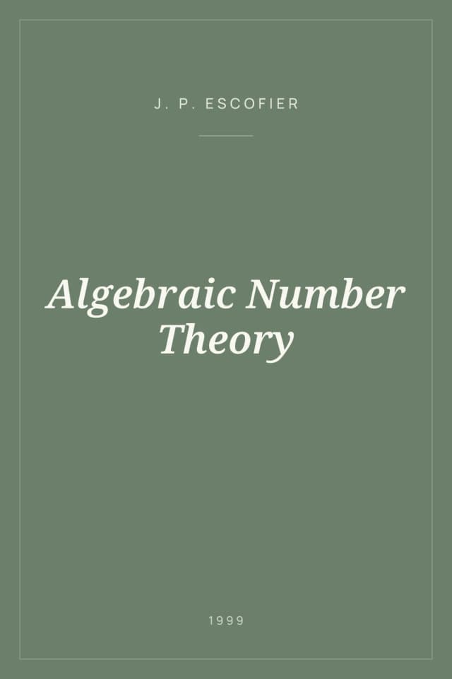 Portada de Algebraic Number Theory