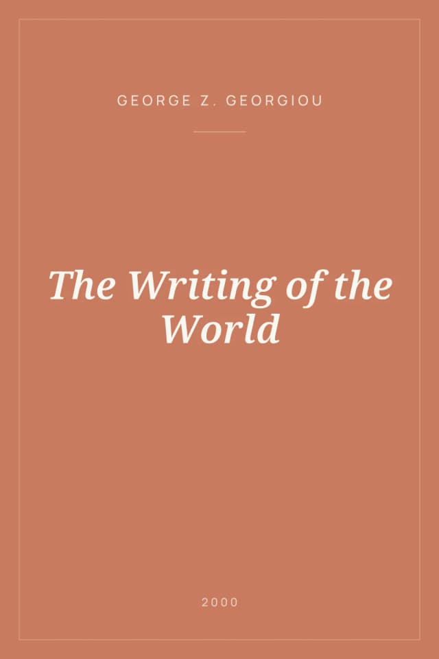 Portada de The Writing of the World
