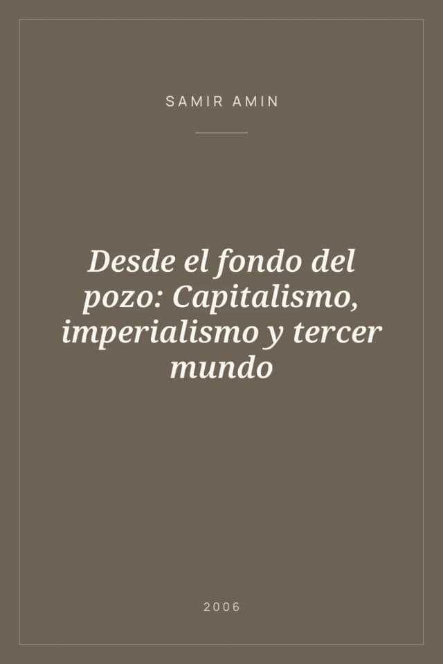 Portada de Desde el fondo del pozo: Capitalismo, imperialismo y tercer mundo