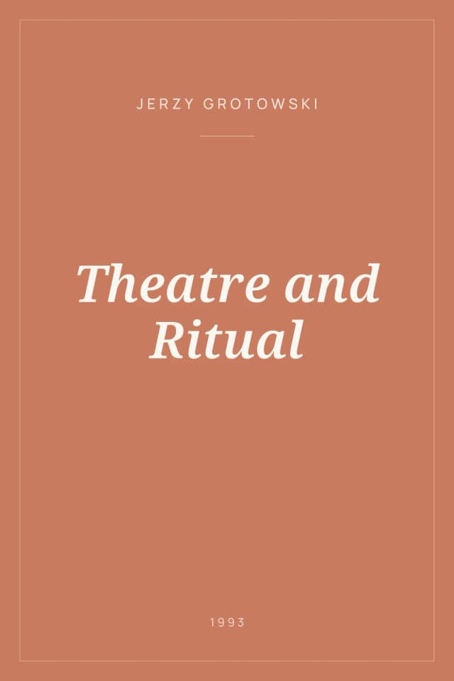 Portada de Theatre and Ritual