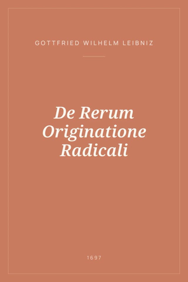 Portada de De Rerum Originatione Radicali