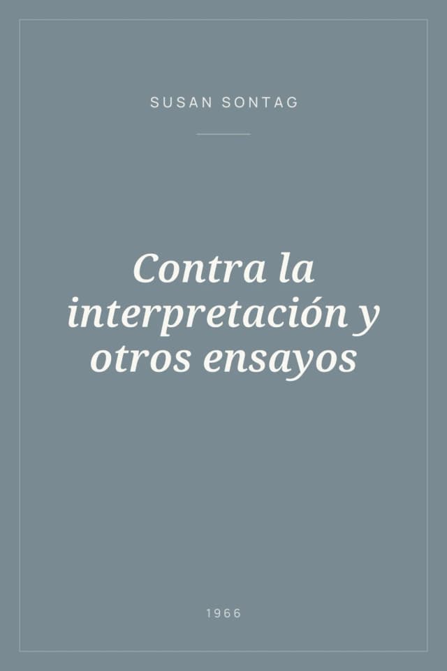 Portada de Contra la interpretación y otros ensayos