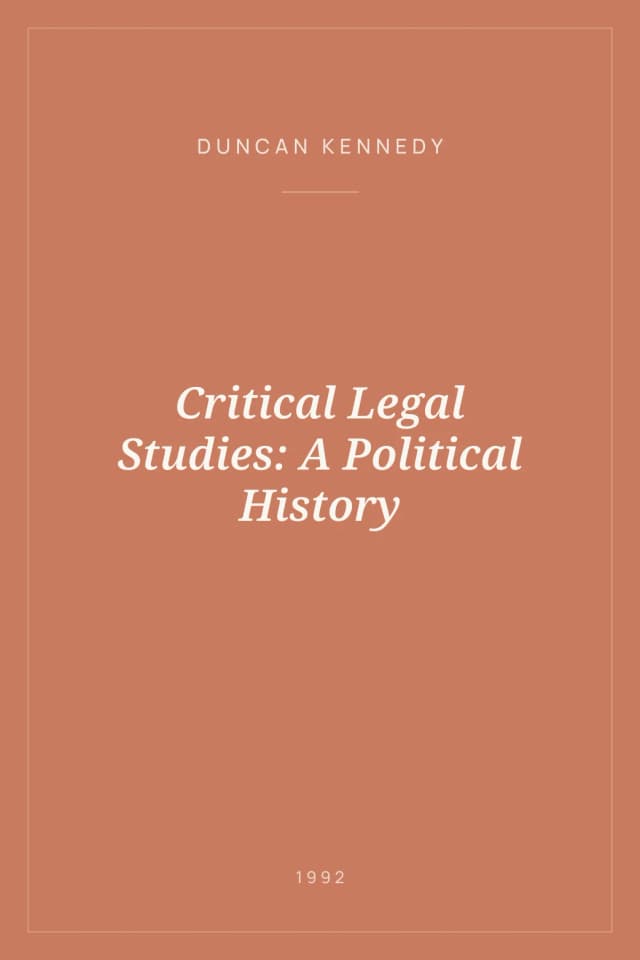 Portada de Critical Legal Studies: A Political History