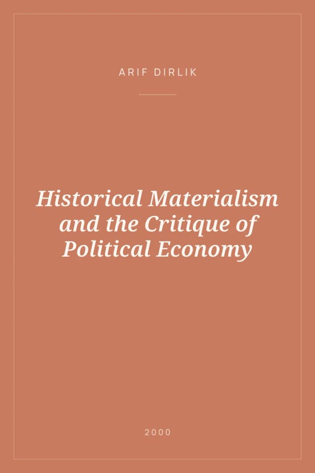 Portada de Historical Materialism and the Critique of Political Economy
