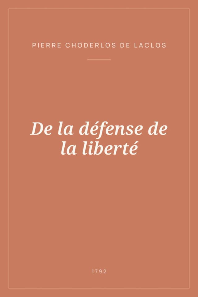 Portada de De la défense de la liberté