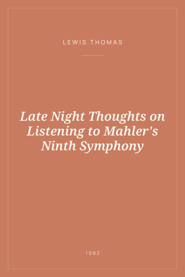 Portada de Late Night Thoughts on Listening to Mahler's Ninth Symphony
