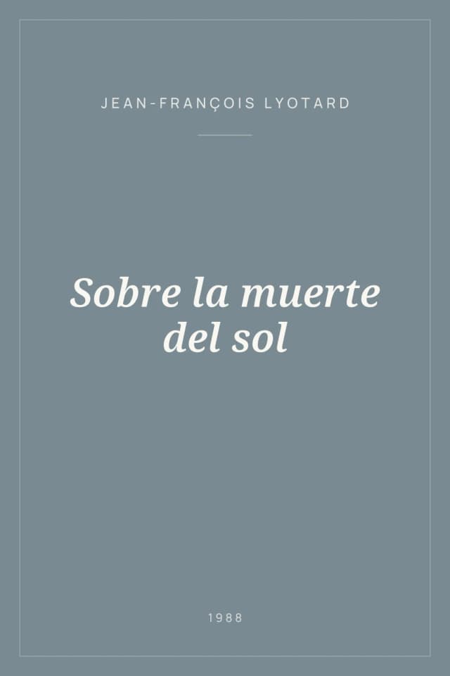 Portada de Sobre la muerte del sol