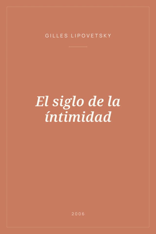 Portada de El siglo de la íntimidad