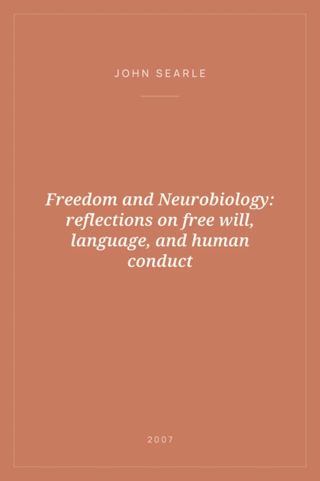Portada de Freedom and Neurobiology: reflections on free will, language, and human conduct