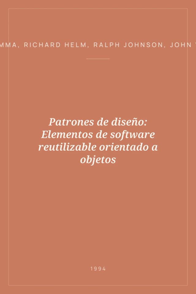 Portada de Patrones de diseño: Elementos de software reutilizable orientado a objetos
