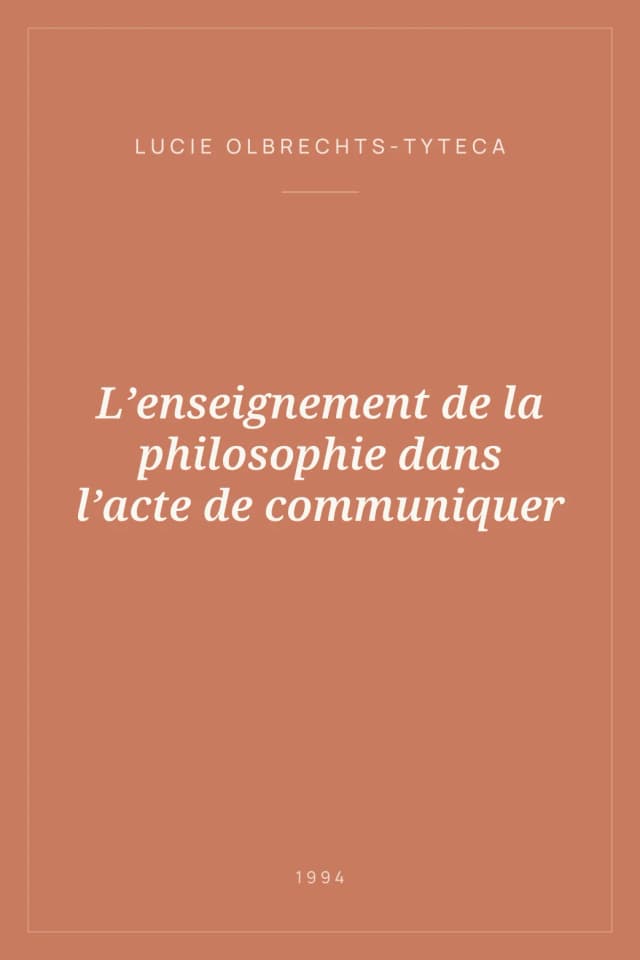 Portada de L’enseignement de la philosophie dans l’acte de communiquer
