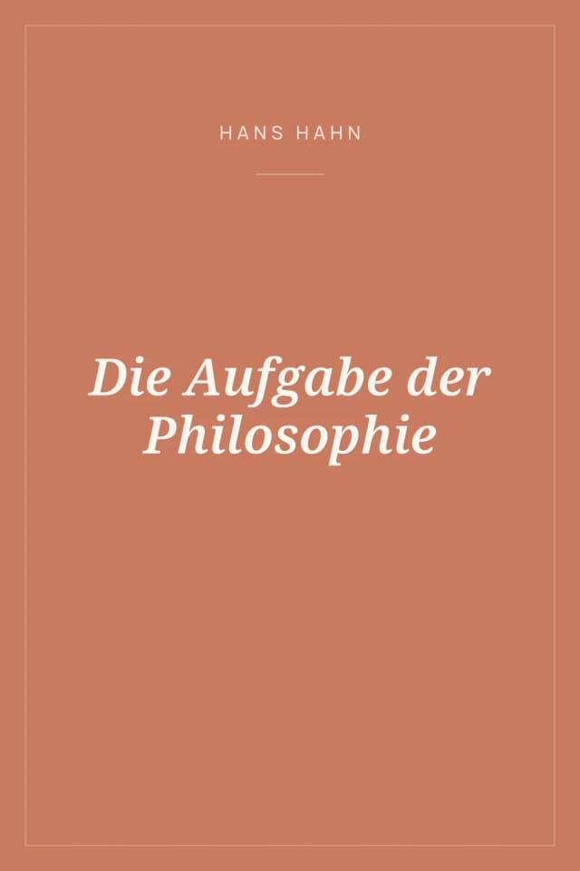 Portada de Die Aufgabe der Philosophie