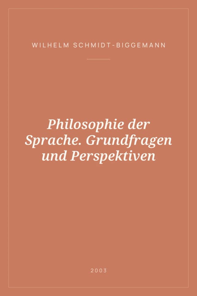Portada de Philosophie der Sprache. Grundfragen und Perspektiven
