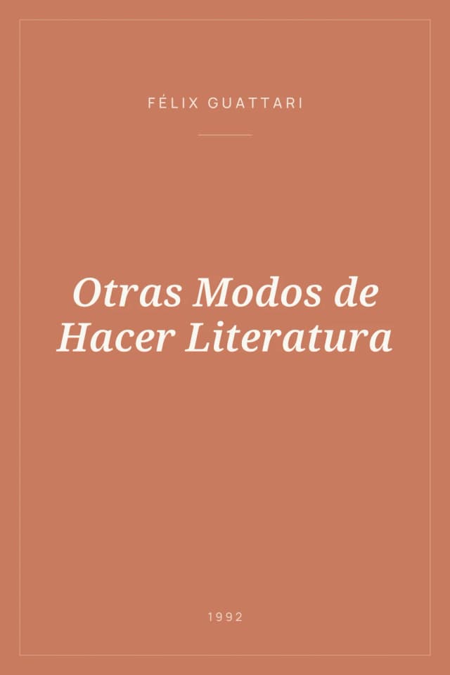 Portada de Otras Modos de Hacer Literatura