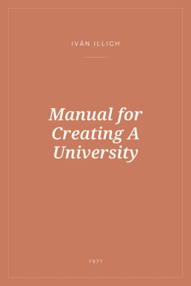 Portada de Manual for Creating A University