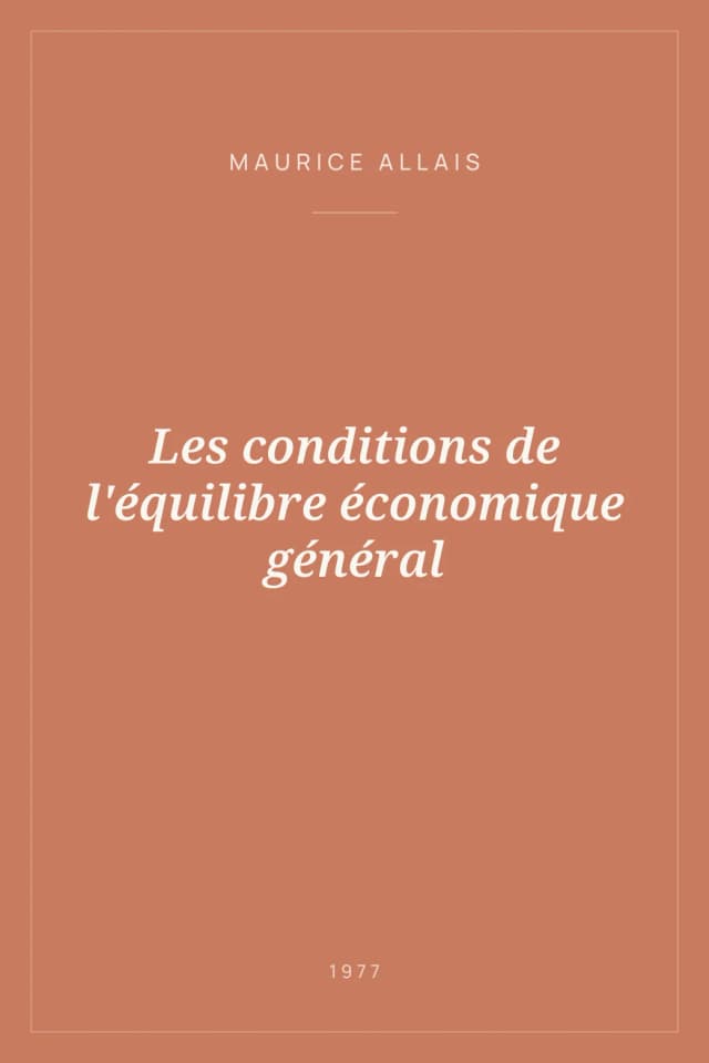 Portada de Les conditions de l'équilibre économique général