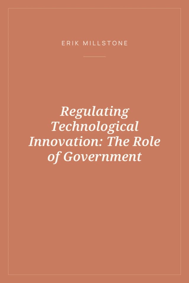 Portada de Regulating Technological Innovation: The Role of Government