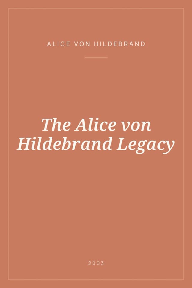 Portada de The Alice von Hildebrand Legacy