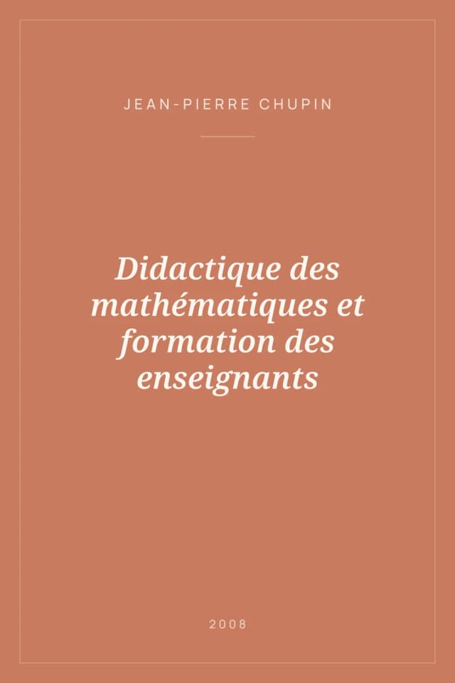 Portada de Didactique des mathématiques et formation des enseignants