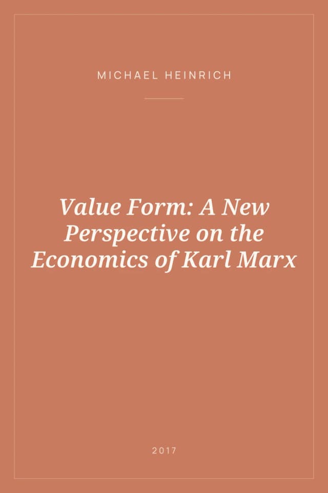 Portada de Value Form: A New Perspective on the Economics of Karl Marx