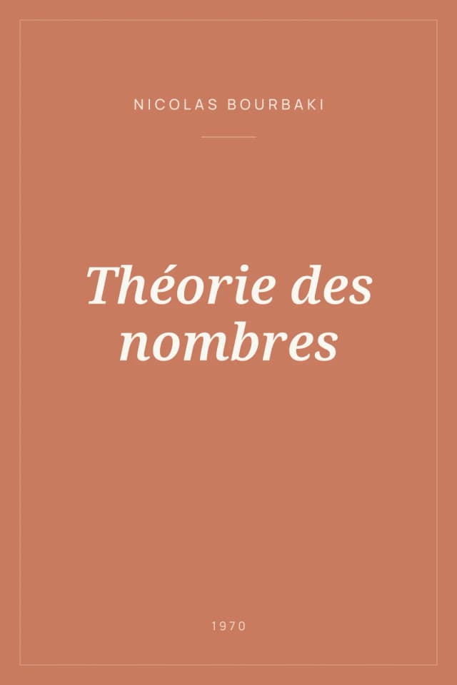 Portada de Théorie des nombres