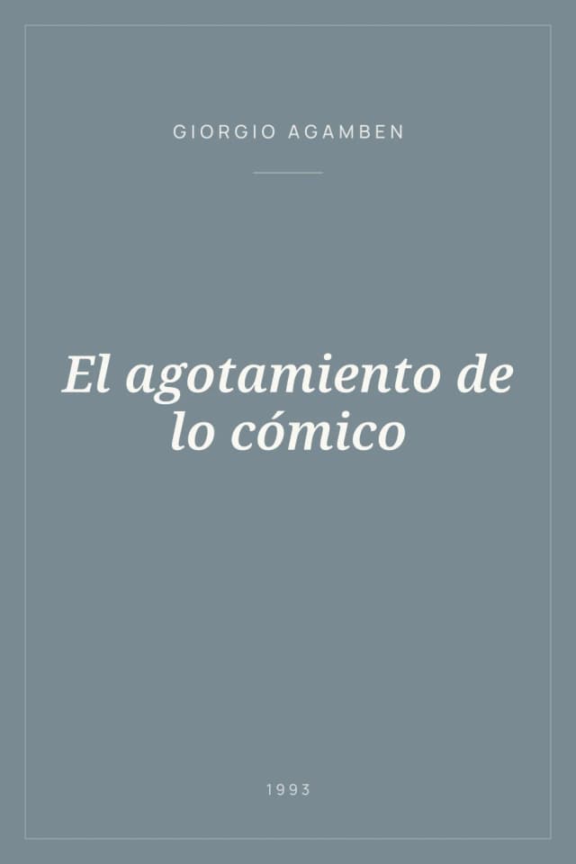 Portada de El agotamiento de lo cómico