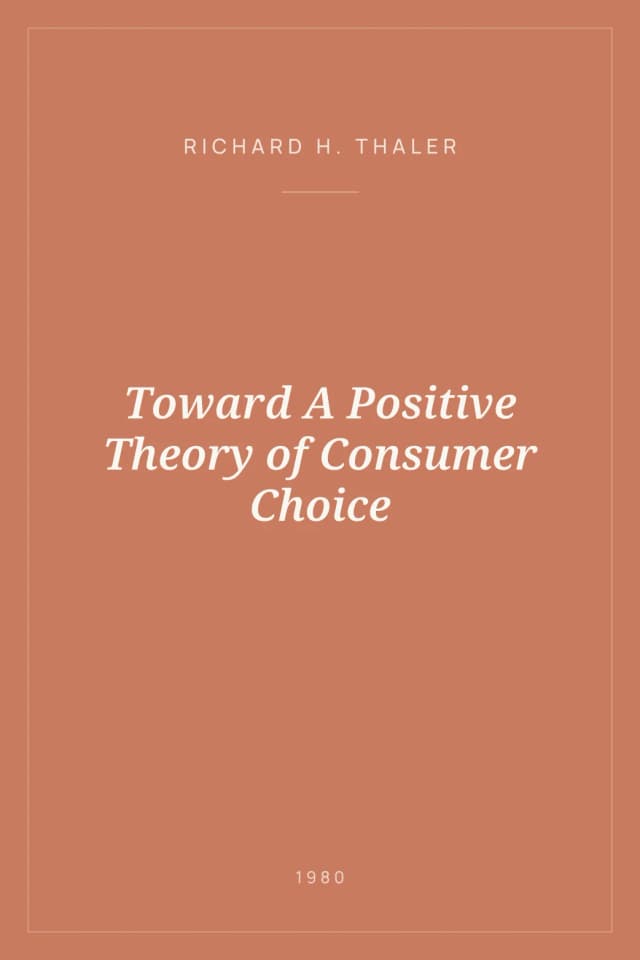Portada de Toward A Positive Theory of Consumer Choice
