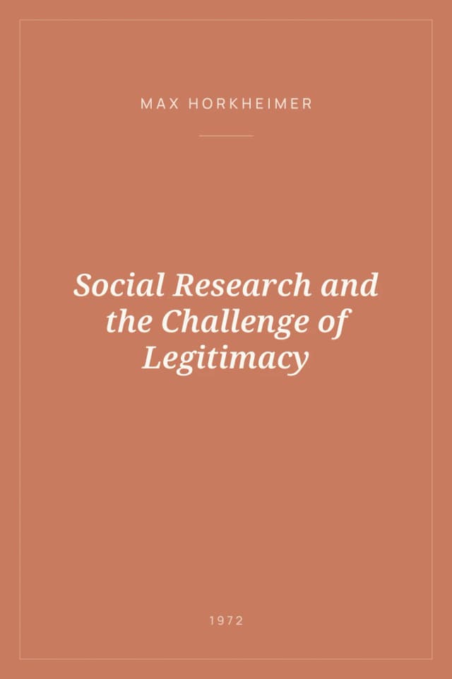 Portada de Social Research and the Challenge of Legitimacy