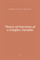 Portada de Theory of Functions of a Complex Variable