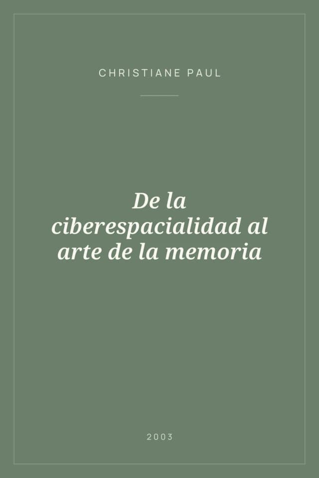 Portada de De la ciberespacialidad al arte de la memoria