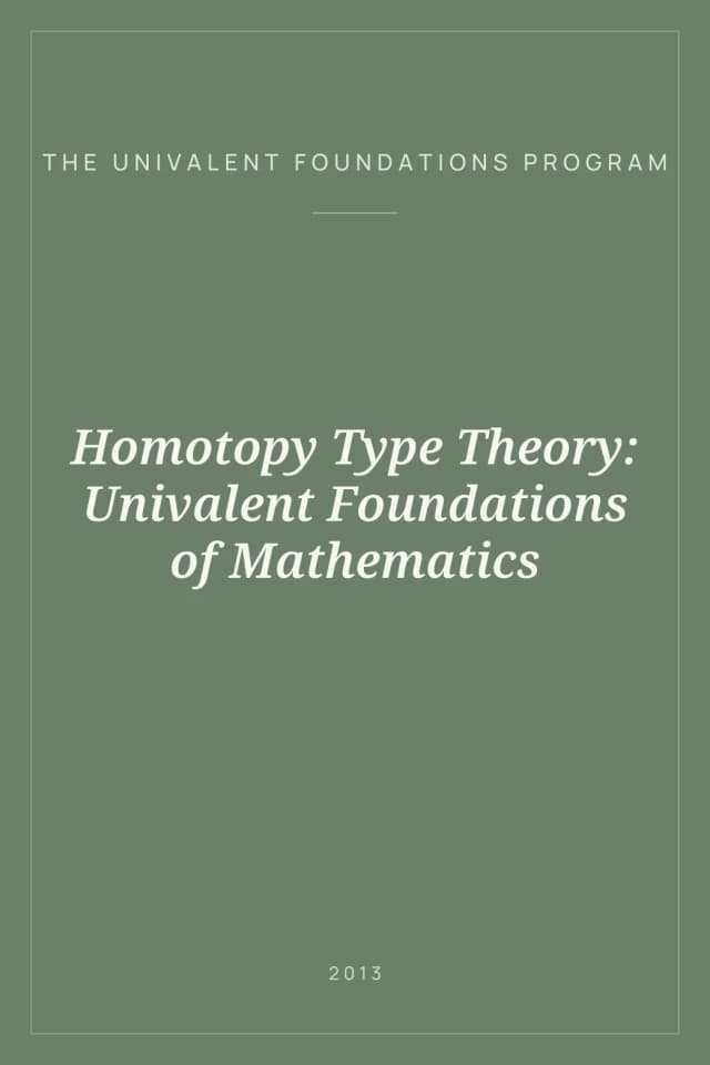 Portada de Homotopy Type Theory: Univalent Foundations of Mathematics