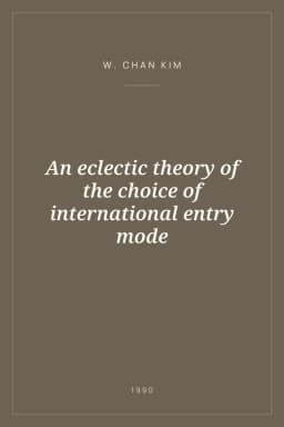 Portada de An eclectic theory of the choice of international entry mode