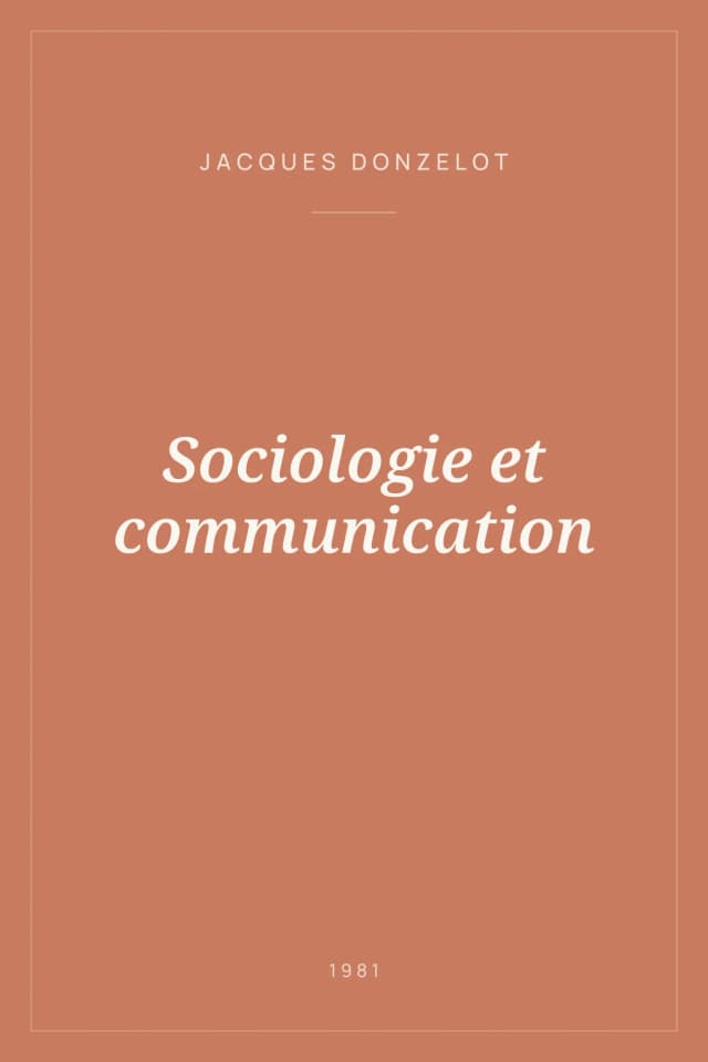 Portada de Sociologie et communication
