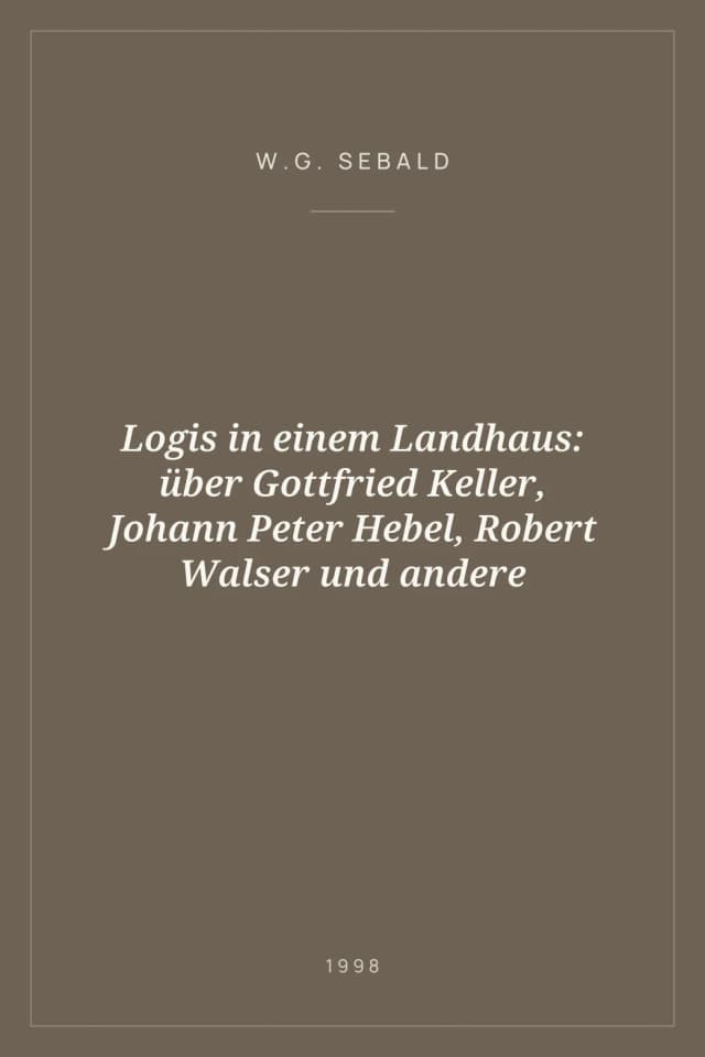 Portada de Logis in einem Landhaus: über Gottfried Keller, Johann Peter Hebel, Robert Walser und andere