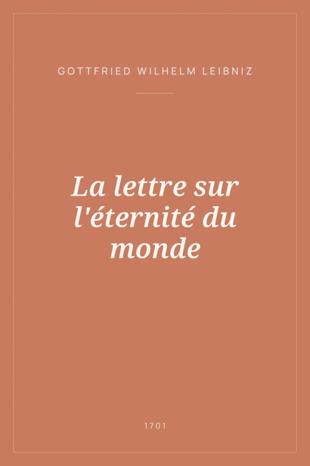 Portada de La lettre sur l'éternité du monde